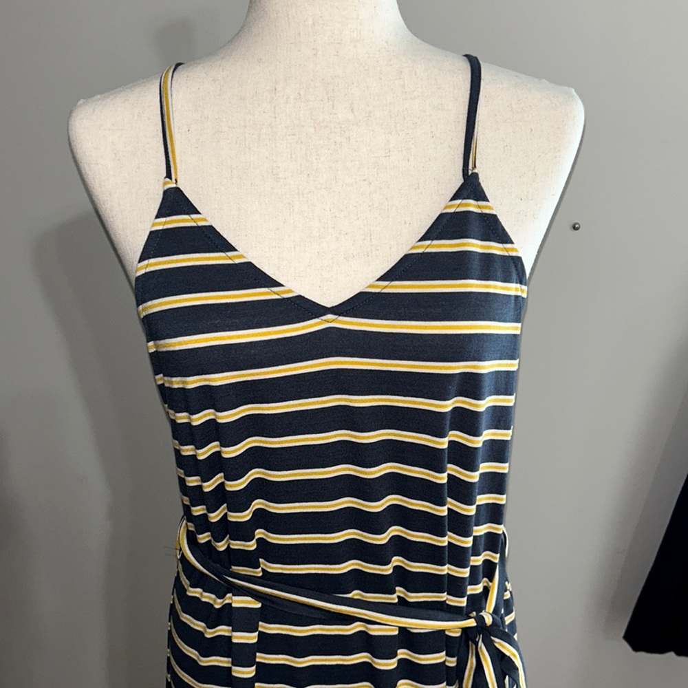 Spaghetti strap striped lightweight midi dress